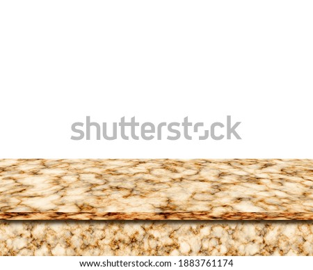 Brown marble table  Isolated on white background.