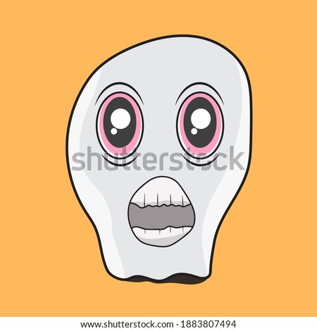Vector illustration of ghost cartoon   casper halloween scary kids cute monster ghost head, flat modern simple design illustration