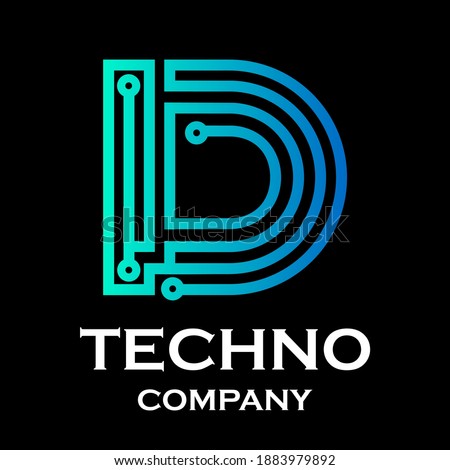 Letter d  technology logo template illustration. suitable for computer, website, and your business