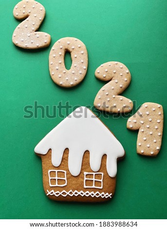 Christmas gingerbread house for 2021 flatlay 
