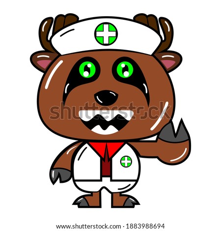 
cute little deer doctor vector