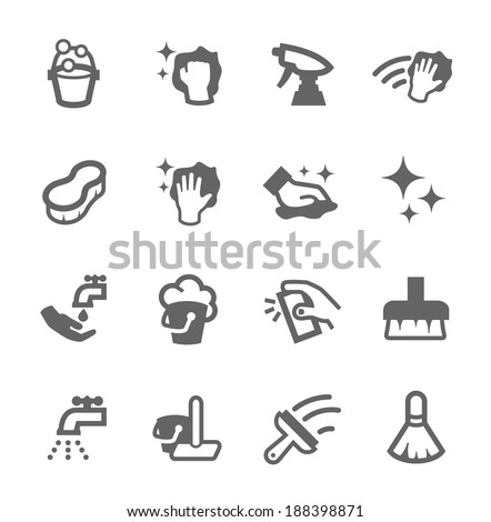 Simple set of cleaning related vector icons for your design Royalty-Free Stock Photo #188398871