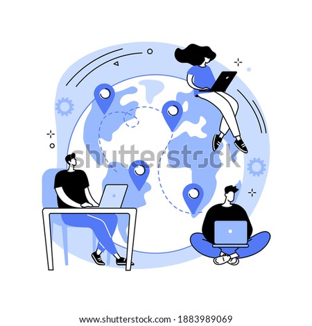 Outsourcing abstract concept vector illustration. Business process outsourcing, outplacement, offshore software development, freelance job, recruitment company, agreement abstract metaphor. Royalty-Free Stock Photo #1883989069