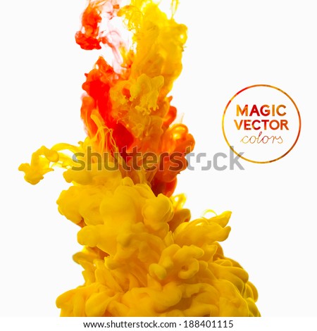 Vector abstract cloud. Ink swirling in water, cloud of ink in water isolated on white. Abstract banner paints. Holi. Royalty-Free Stock Photo #188401115