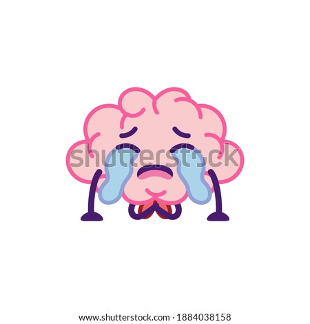 Isolated sad brain cartoon crying - Vector illustration