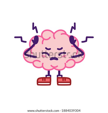 Isolated brain cartoon having a confusion - Vector illustration
