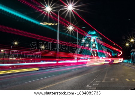 Bratislava night street and light trails Royalty-Free Stock Photo #1884085735