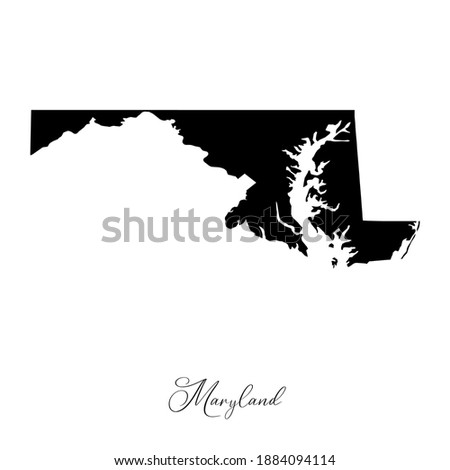 Vector map of  Maryland with handwritten name of the state. State name can be removed or edited. Black drawing on white background. Appropriate for digital editing and prints of all sizes.