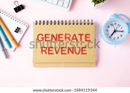 Blank sheet, pen and crumpled paper balls on grey table, flat lay. GENERATE REVENUE