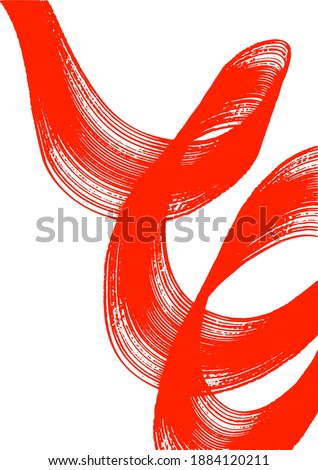 Artistic curl of the line. An abstract painting, a brushstroke. Art red on white. Minimalism. Vector.