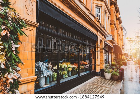 flowers shop front terrace in marylebone london Royalty-Free Stock Photo #1884127549