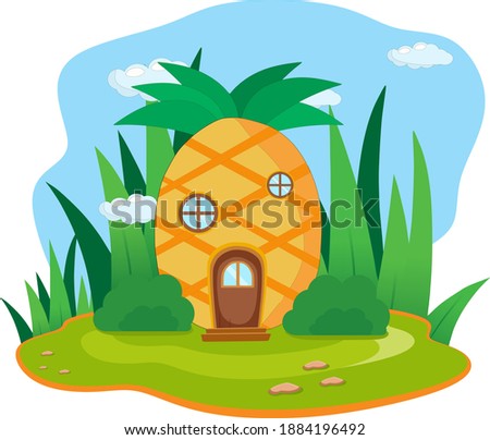 Vector illustration of pineapple fruit house