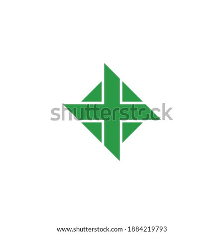 green plus medical square shape geometric logo vector