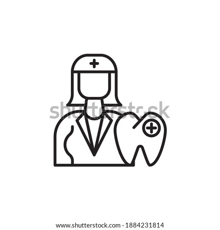 dentist icon vector outline style. character design line style. woman job icon