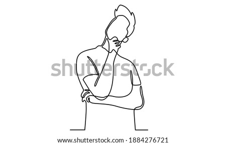 Continue line of thinking man looking away Royalty-Free Stock Photo #1884276721