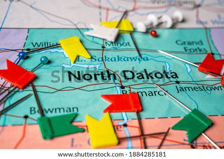 North Dakota on the USA map