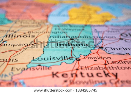 Indiana state on the USA map