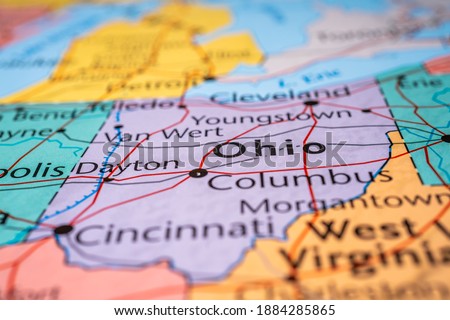 Ohio state on the USA map Royalty-Free Stock Photo #1884285865