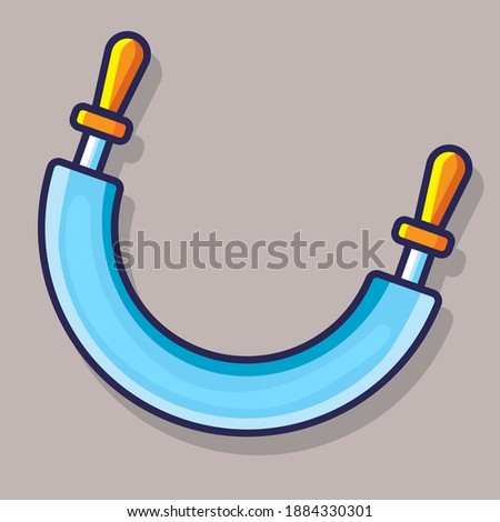 mezzaluna knife kitchen utensil isolated vector illustration in flat style 