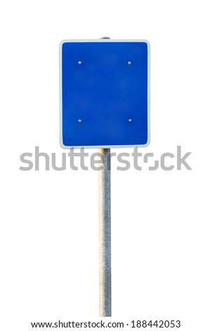 Blank Blue Road Sign Isolated on white background