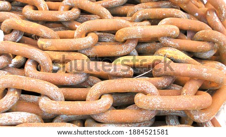 Close up of Anchor chain, Stud link anchor chains, Jumbo chain links.