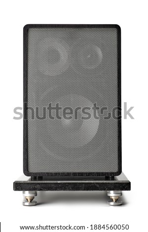 music black column isolated on white background. concert speaker.