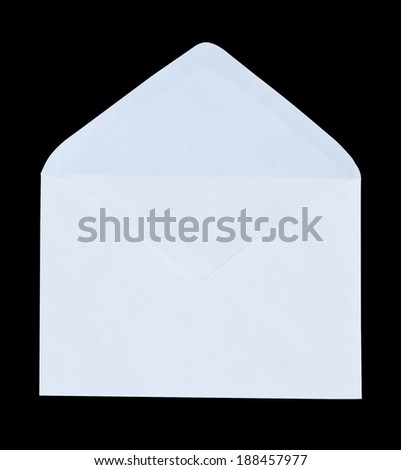 Blank open envelope isolated on black background