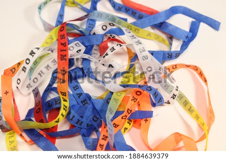 Colorful Lucky bracelets typical of Bahia-Brazil with a white background