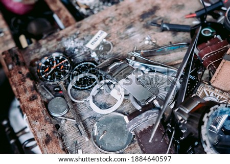 Watch repair equipment in a watch shop