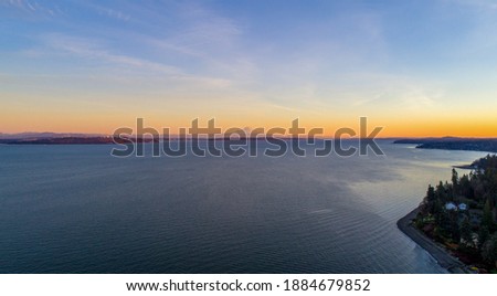 The Puget Sound at sunset from Bainbridge Island in Washington State 