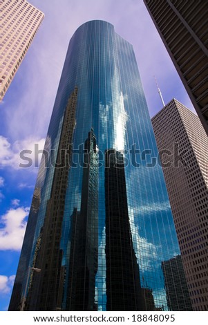 Wells Fargo Plaza, skyscraper in Houston, Texas, surrounded by other office buildings