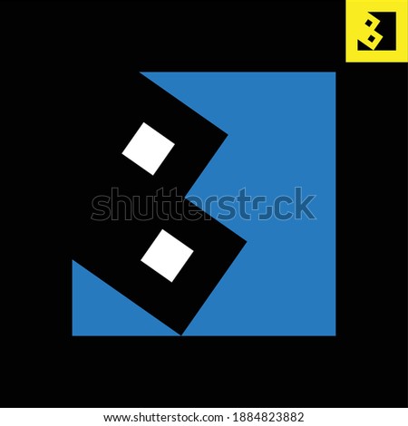 Letter B monogram logo design in Gestalt art style. Vector logo in Eps 8.