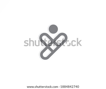 People line and letter y icon logo design template