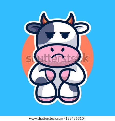 Cute Cow Cartoon Vector Icon Illustration.Animal Icon Concept Vector. Flat Cartoon Style Suitable for Web Landing Page, Banner, Flyer, Sticker, Card, T-Shirts