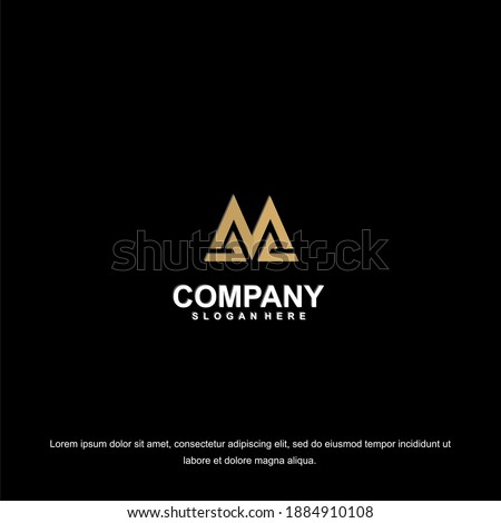 Vector illustration. Letter M logo modern, icon flat and vector design template. The geometric letter M logo type for brand or company with text.