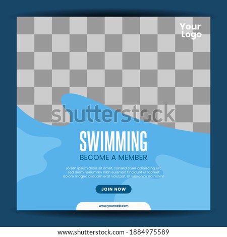 Swimming social media post template design
