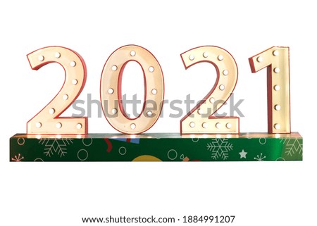 
Happy New Year 2021 signage on white background
