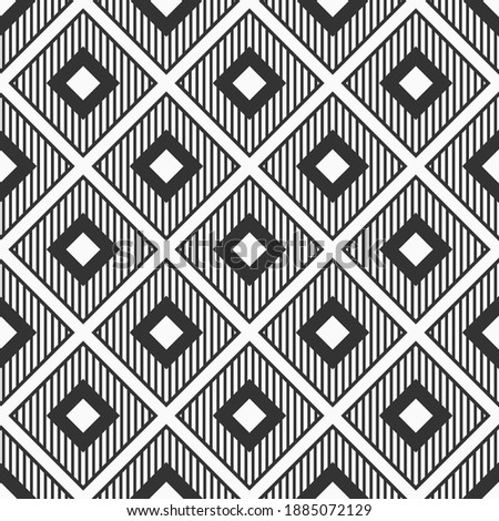Abstract seamless striped rhombuses pattern. Modern stylish pattern. Repeating geometric tiles. Vector monochrome background.