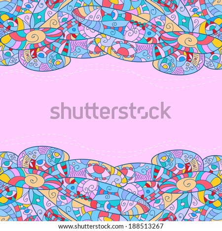 Childish frame with abstract patterns, pink
