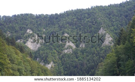 Beautiful views of Pieniny National Park in southern Poland. Mountain landscape with good weather.