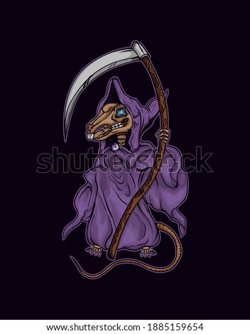 Rat grim reaper vector illustration detailed and editable