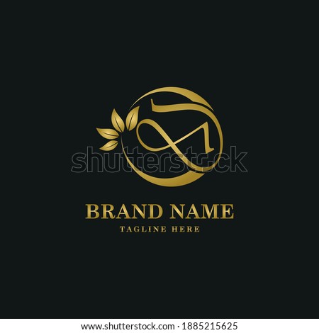 Golden Luxury Initial letter D on circle leaves for cosmetic, restaurant, boutique, hotel logo concept vector