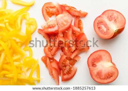vegetable salad, chopped vegetables, chopped peppers with tomatoes