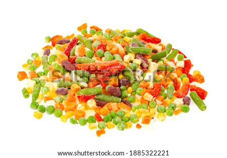 Mix of brightly chopped frozen vegetables. Healthy eating. Photo