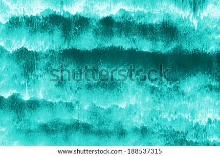 Dyed metal surface with rusty wavy stains toned in turquoise as a texture