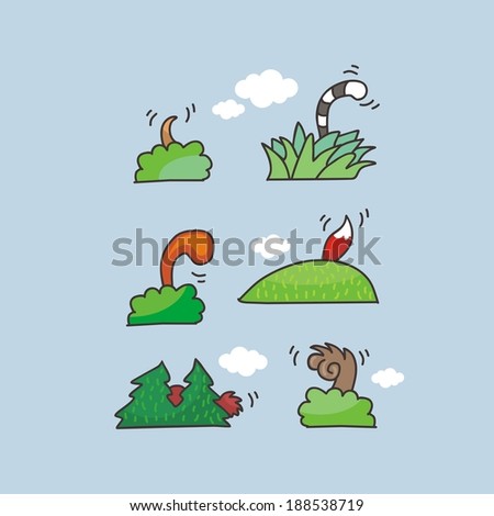 Cartoons set with various animal tails