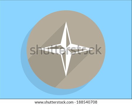 Flat long shadow icon of compass