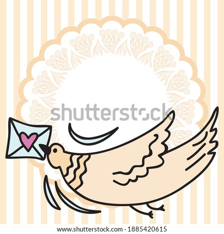 Bird with romantic letter. Vector illustration