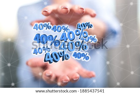 40 % discount concept between hands of a woman in background