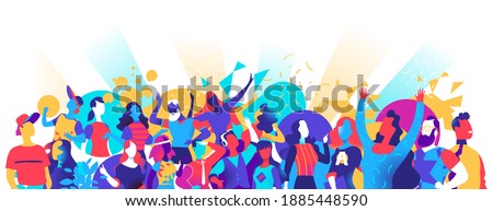 A crowd of young people dancing and enjoying a festival, party, celebration Royalty-Free Stock Photo #1885448590